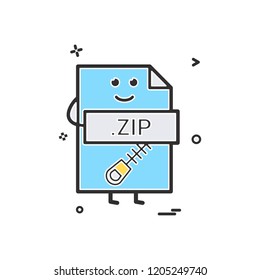 Computer zip file format type icon vector design