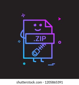 Computer zip file format type icon vector design