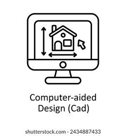 Computer-aided Design (Cad)  vector outline icon design illustration. Manufacturing units symbol on White background EPS 10 File