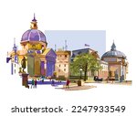 A computer-generated image of the city of Vienna.