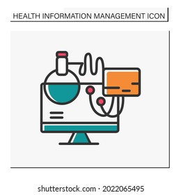 Computerized Diagnostics Color Icon. Modern Laboratory Equipment. Digital Technologies In Medicine Science. Healthcare And Health Information Management Concept. Isolated Vector Illustration