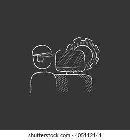 Computerized production. Drawn in chalk icon.
