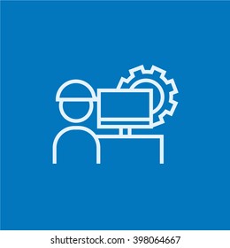 Computerized production line icon.