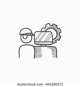 Computerized production vector sketch icon isolated on background. Hand drawn Computerized production icon. Computerized production sketch icon for infographic, website or app.