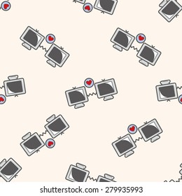 Computer-related desktop icon , cartoon seamless pattern background