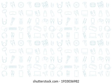 Computers and accessories icons set. Set of Electronic Devices line Icons vector; Electronic Appliances; Mobile Accessories; PC Upgrading Components; Smart Home devices; Electronic devices and gadgets