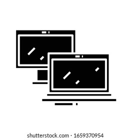 Computers black icon, concept illustration, vector flat symbol, glyph sign.