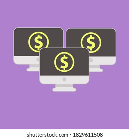 Computers Business Finance Money Icon Monitors Vector Design
