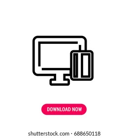 Computer's desktop vector icon, The outlined symbol of PC screen, Simple, modern flat vector illustration for mobile app, website or desktop app   