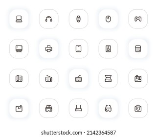 Computers and devices line icons set. Editable Stroke. 24x24 Pixel Perfect.