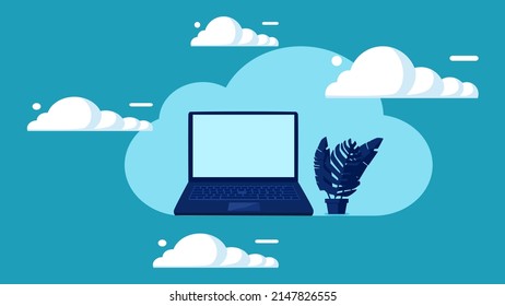 Computers do cloud computing. Cloud storage. technology concept