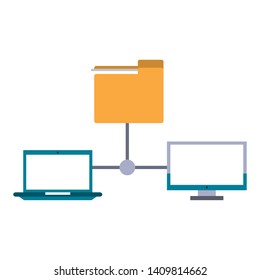 computers and documents folder icon cartoon vector illustration graphic design