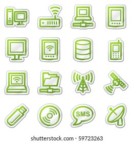 Computers and electronics web icons set 1, green sticker series