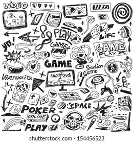 computers games    -  doodles set  vector