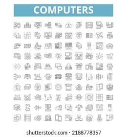 Iconos de equipos, símbolos de línea, signos web, conjunto de vectores, ilustración aislada