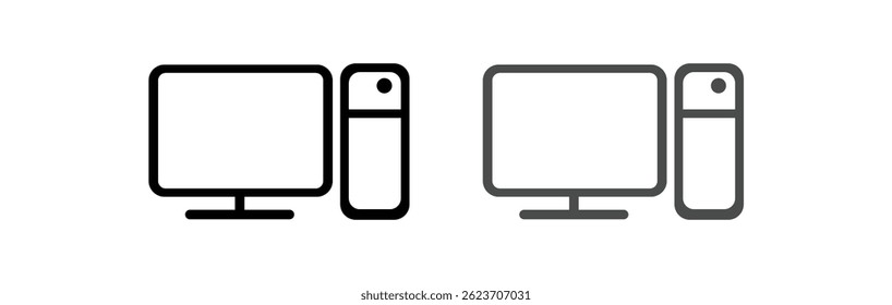 Computadores e telefones celulares vetor linear ícone set.