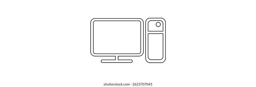 Computers and mobile phones vector linear icon set.