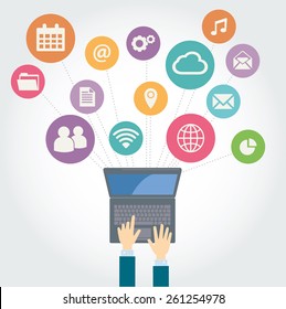 Computers network  vector illustration