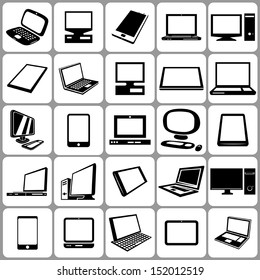 computers notebooks and tablets icons set