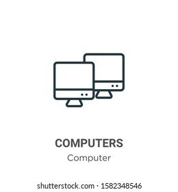 Computers outline vector icon. Thin line black computers icon, flat vector simple element illustration from editable computer concept isolated on white background
