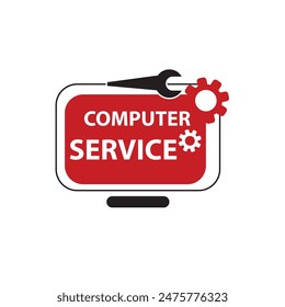 Computers Repair Logo Template. Wrench and Screwdriver Vector Design. Servicing Illustration