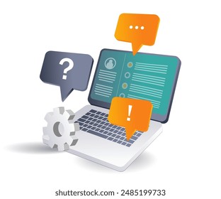 Computers in Social Media online dialogue flat illustration