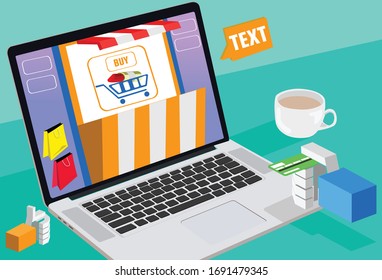 Computers that are opening to make purchases online Pay via credit card