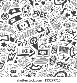 computers , web doodles - seamless pattern