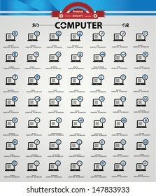 Computer,Social media icons,Blue version,vector