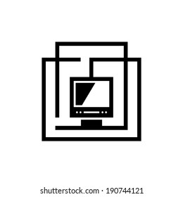 Computing center sign Branding Identity Corporate vector logo design template Isolated on a white background