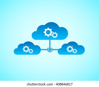 Computing cloud connected together with hub