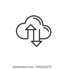 Computing cloud, icon in line design. Cloud, computing, technology, network, storage, data, server on white background vector. Computing cloud editable stroke icon