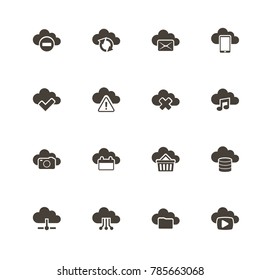 Computing Cloud icons. Perfect black pictogram on white background. Flat simple vector icon.