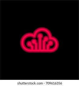 Computing cloud red glowing neon ui ux icon. Glowing sign logo vector