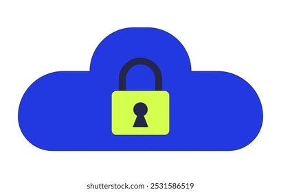 Computing cloud security 2D cartoon object. Digital server protection. Data center access safety. Secure database isolated element flat vector clipart on white background. Spot illustration
