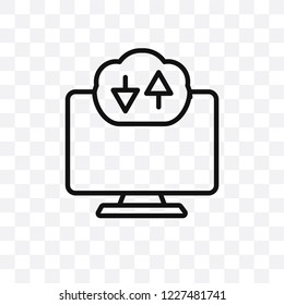Computing cloud vector linear icon isolated on transparent background, Computing cloud transparency concept can be used for web and mobile