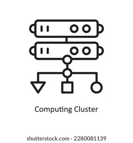 Computing Cluster Vector Outline Icon Design illustration. Data Symbol on White background EPS 10 File