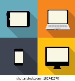Computing Concept on Different Electronic Devices. Vector Illustration
