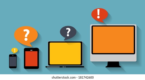 Computing Concept on Different Electronic Devices. Vector Illustration