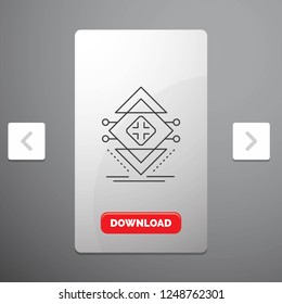 Computing, data, infrastructure, science, structure Line Icon in Carousal Pagination Slider Design and Red Download Button