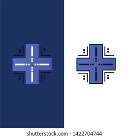 Computing, Database, Datacenter, Mainframe, Server  Icons. Flat and Line Filled Icon Set Vector Blue Background