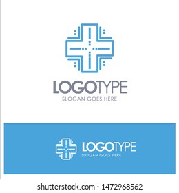 Computing, Database, Datacenter, Mainframe, Server Blue Logo Line Style
