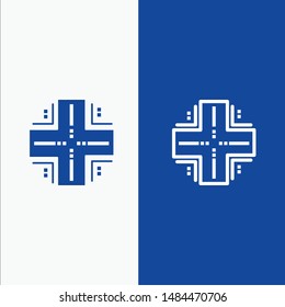 Computing, Database, Datacenter, Mainframe, Server Line and Glyph Solid icon Blue banner. Vector Icon Template background