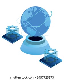 computing global technology and networking isolated vector illustration graphic design