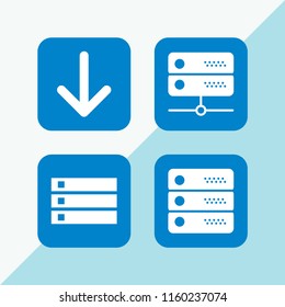 computing icon. 4 computing set with download and server vector icons for web and mobile app