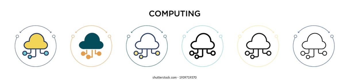 Computing icon in filled, thin line, outline and stroke style. Vector illustration of two colored and black computing vector icons designs can be used for mobile, ui, web