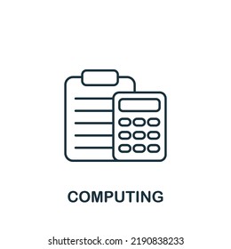 Computing icon. Line simple Industry 4.0 icon for templates, web design and infographics