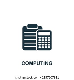 Computing icon. Monochrome simple Industry 4.0 icon for templates, web design and infographics