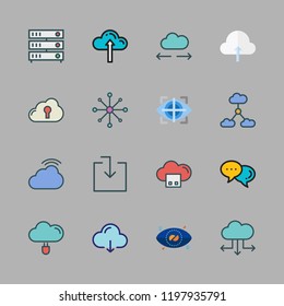 computing icon set. vector set about cloud computing icon, eye tracking, cloud computing and servers icons set.
