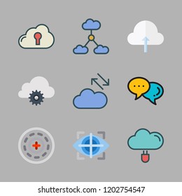 computing icon set. vector set about cloud computing, eye tracking, cloud computing icon and bionic contact lens icons set.